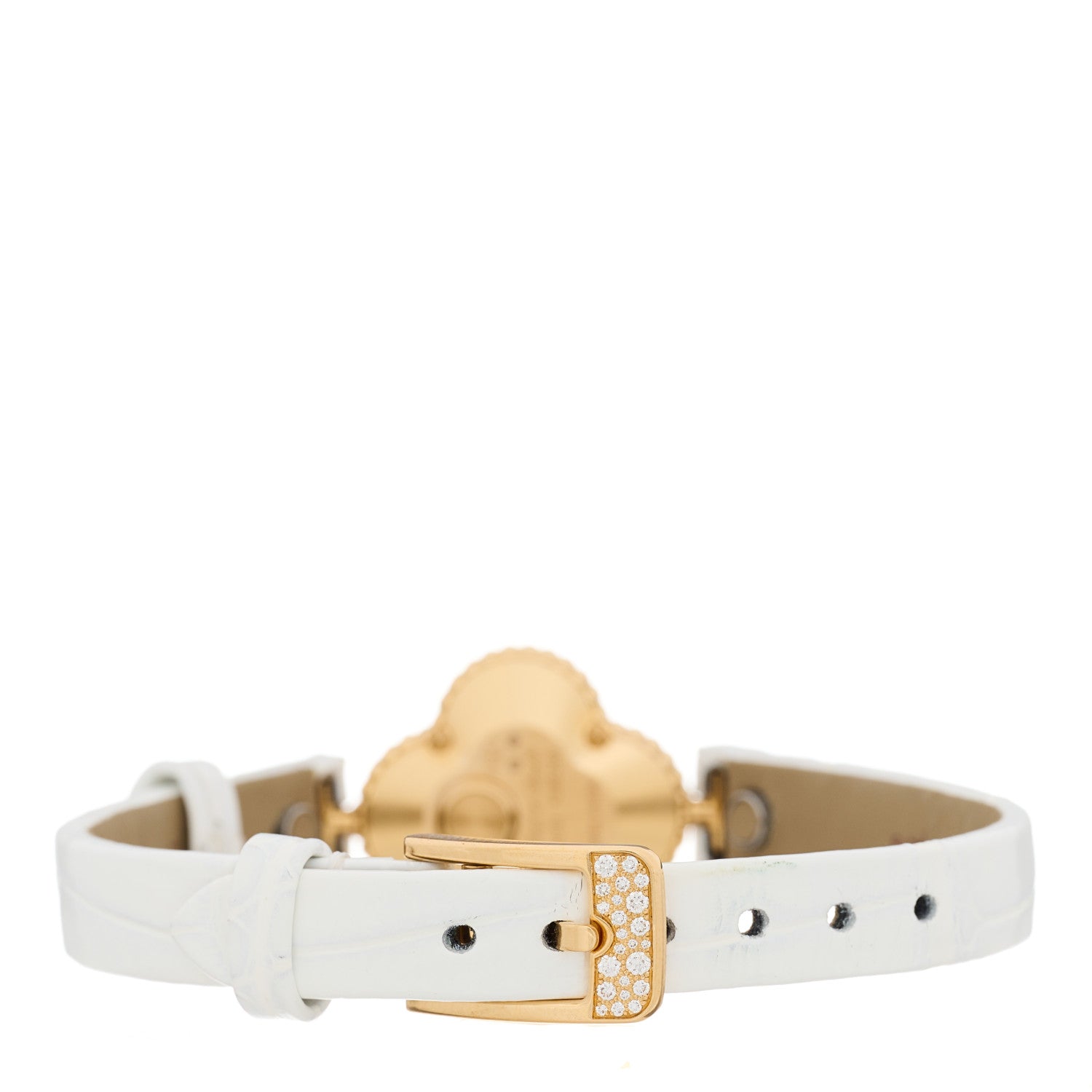 Van Cleef & Arpels 18K Yellow Gold Alligator Diamond Turquoise 22mm Sweet Alhambra Quartz Watch 5 of 8