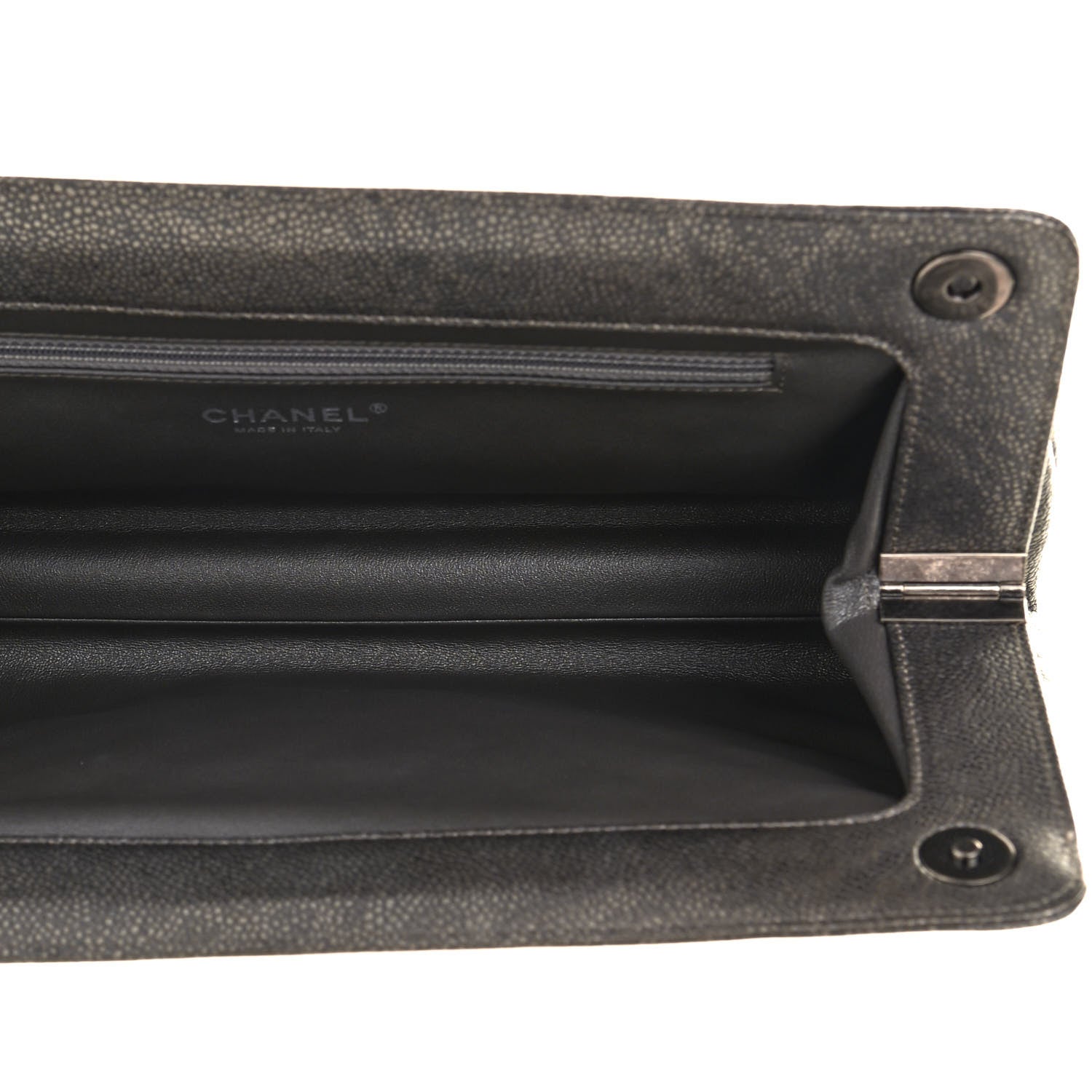 Chanel Metallic Caviar Quilted Clutch Dark Silver 5 of 9