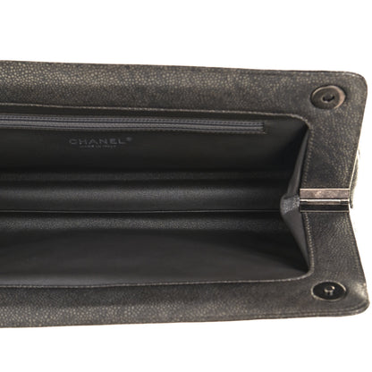 Chanel Metallic Caviar Quilted Clutch Dark Silver 5 of 9