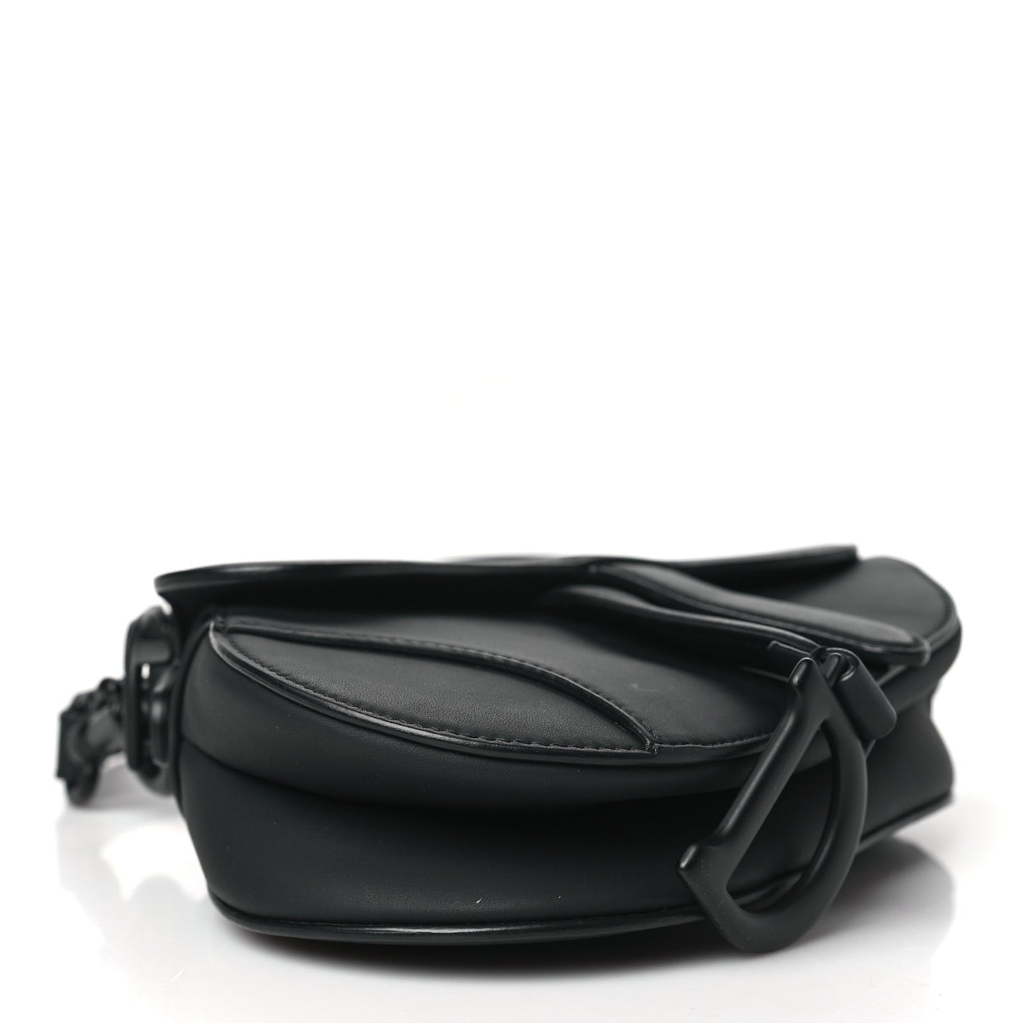 Ultra Matte Calfskin Mini Saddle Bag With Strap Black