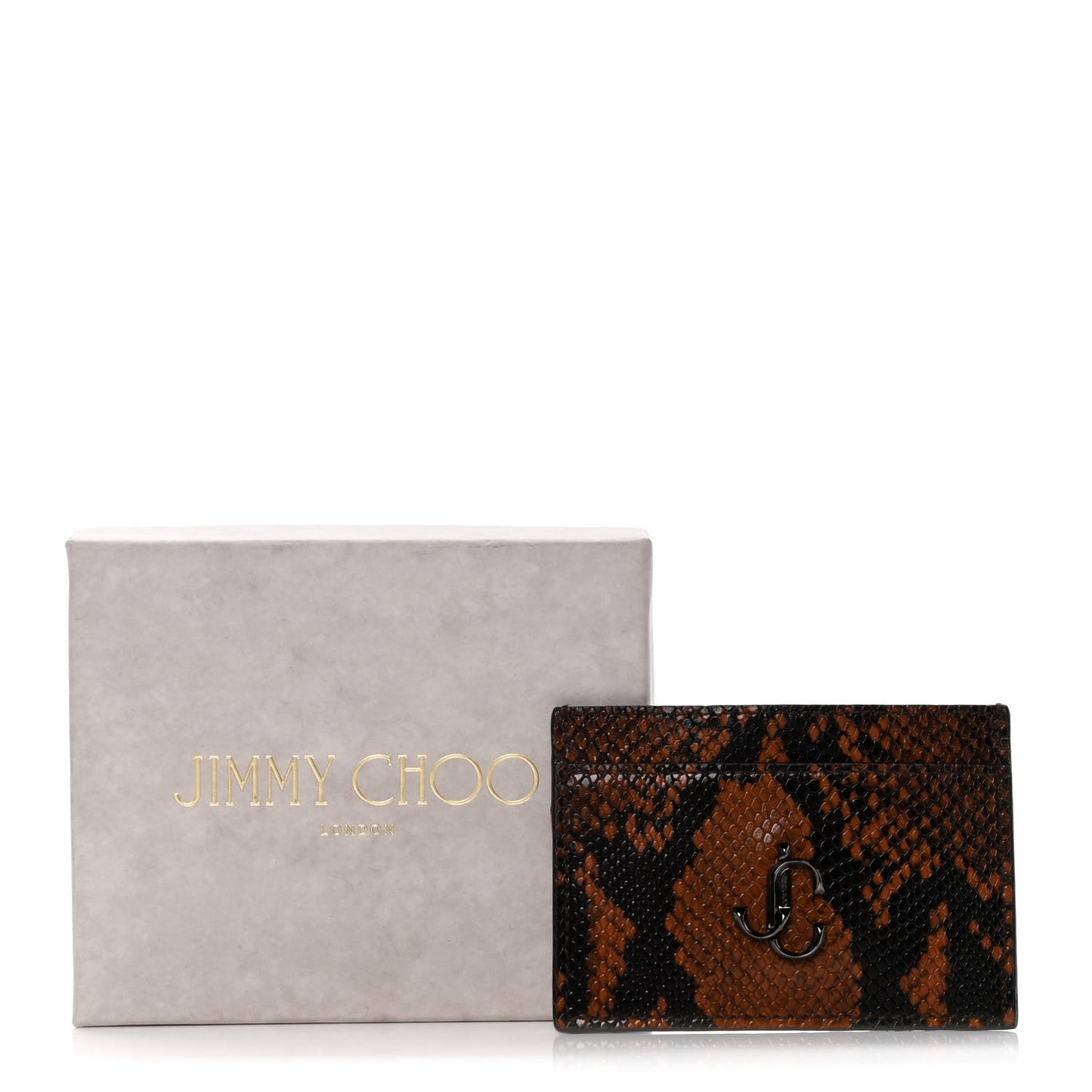 Calfskin Snake Printed Umika Card Holder Cuoio
