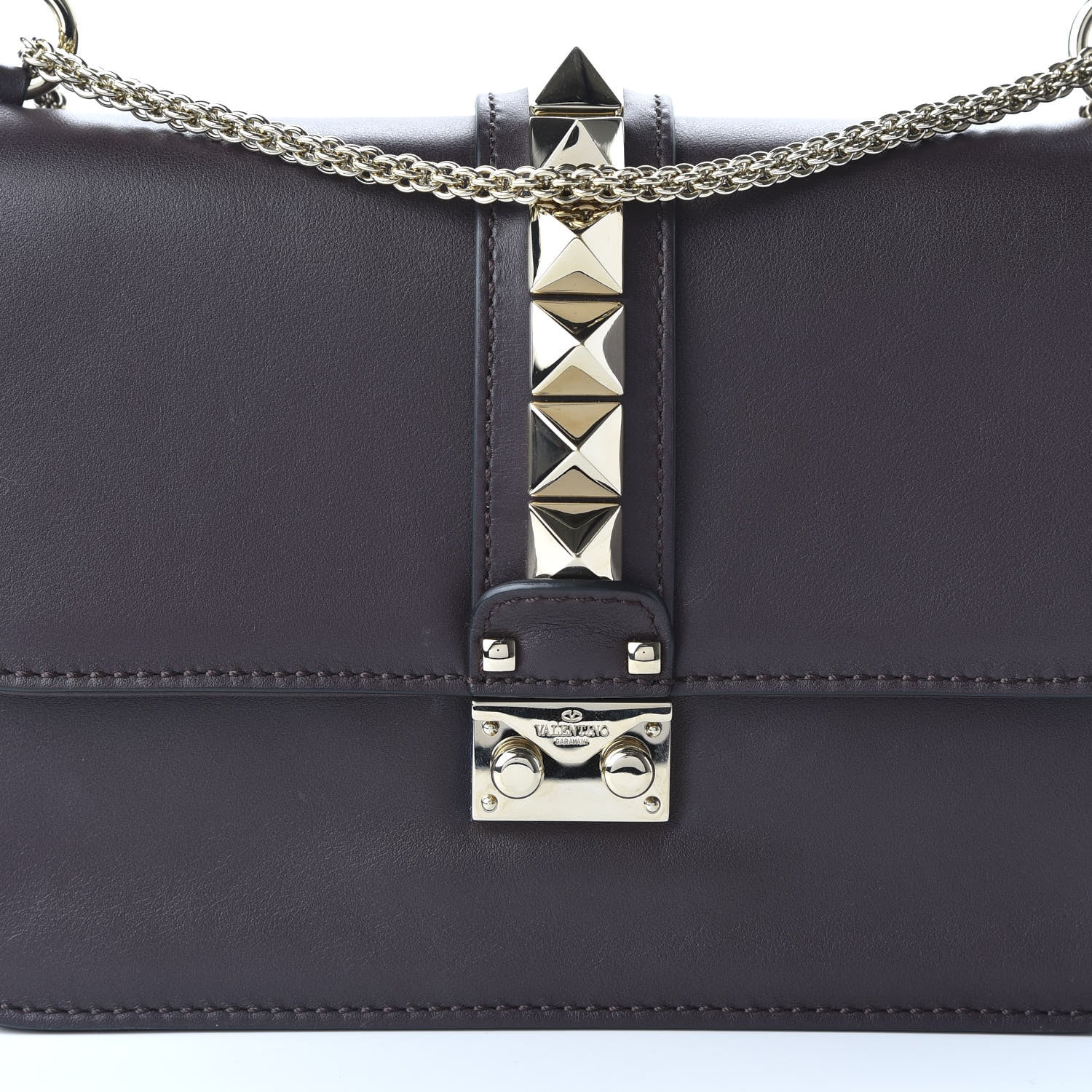 Valentino Garavani Vitello Medium Glam Lock Rockstud Flap Griotte 9 of 9