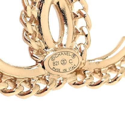 Chanel Crystal Chain CC Stud Earrings Gold 4 of 5