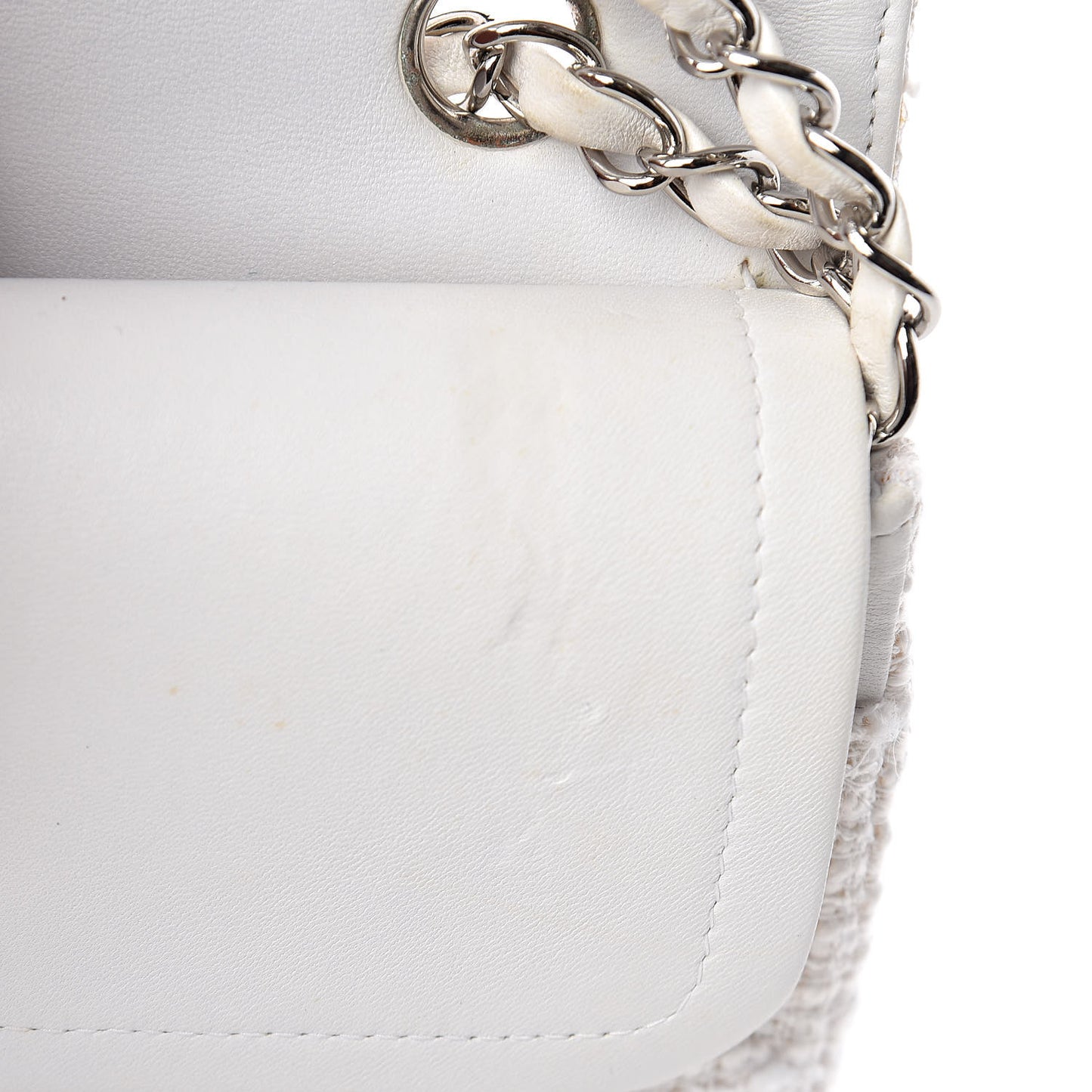 Tweed Medium Double Flap White