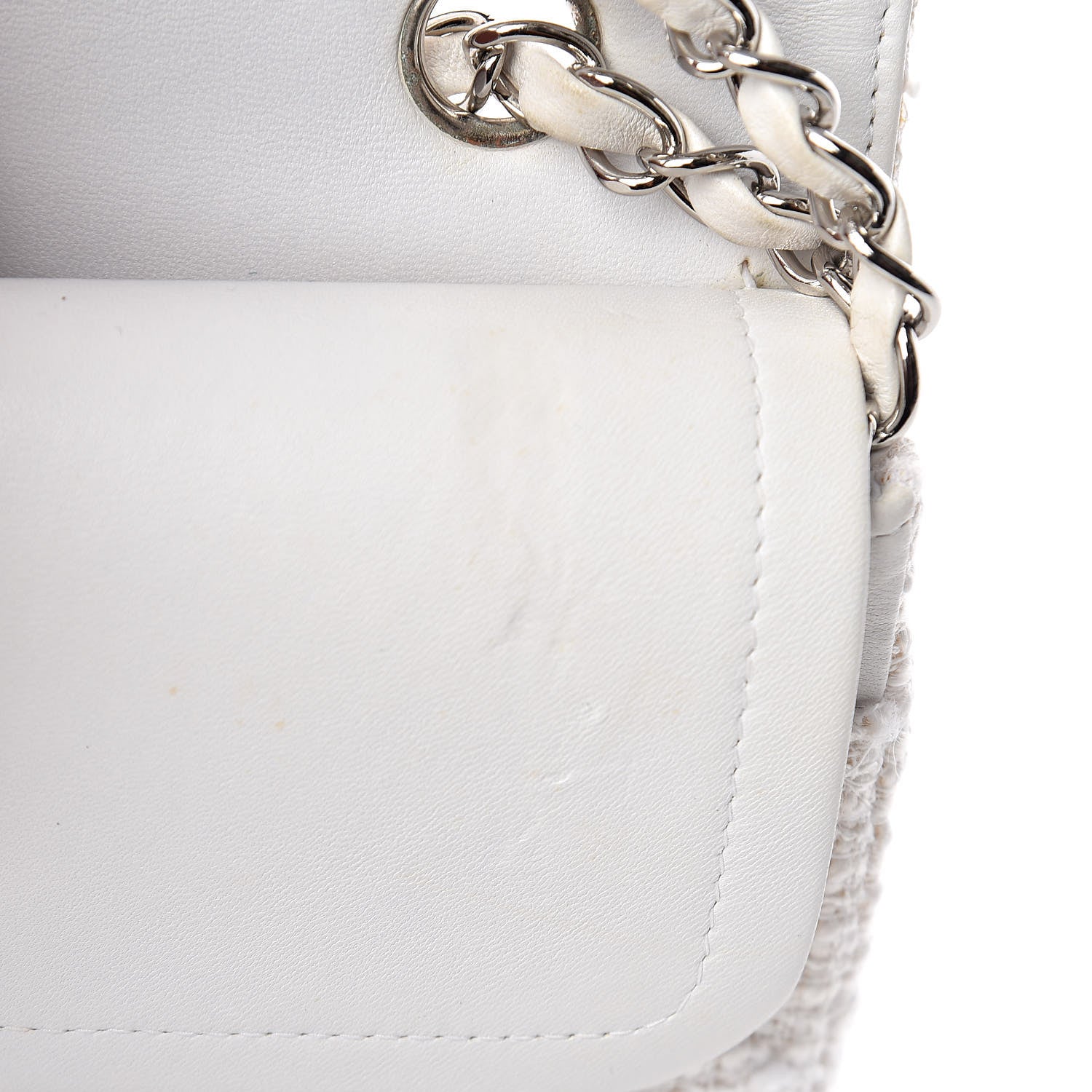 Chanel Tweed Medium Double Flap White 9 of 12