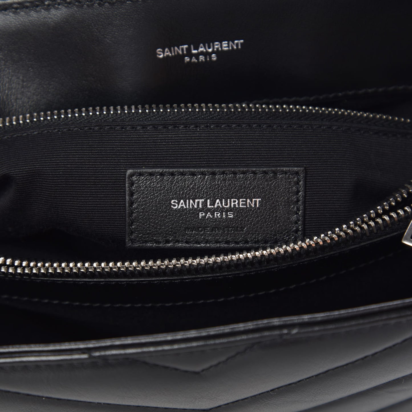 Calfskin Y Quilted Monogram Medium Loulou Chain Satchel Black