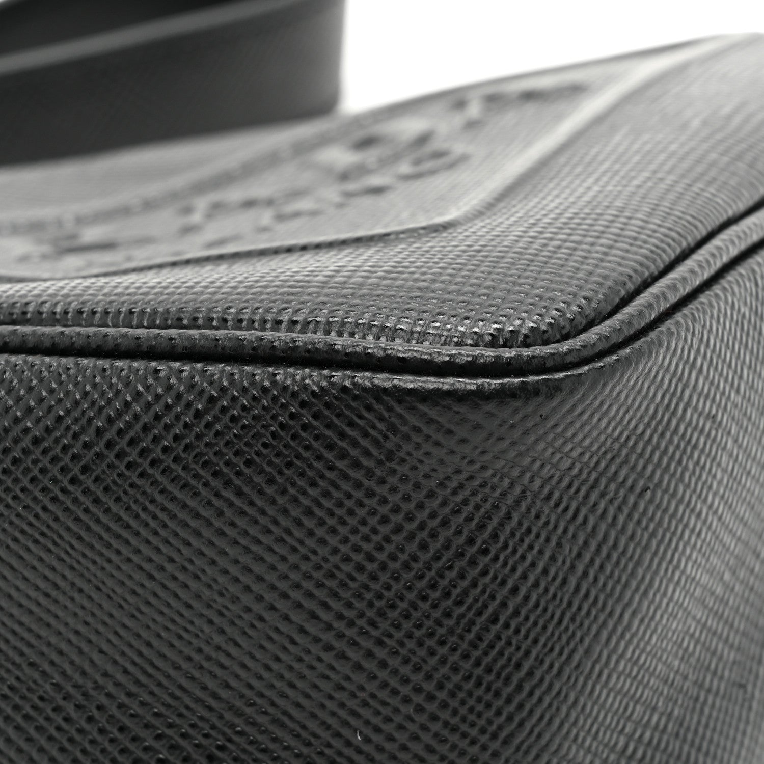 Prada Saffiano Cuir Triangle Logo Embossed Triangle Wristlet Black 9 of 9