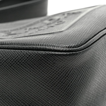 Prada Saffiano Cuir Triangle Logo Embossed Triangle Wristlet Black 9 of 9