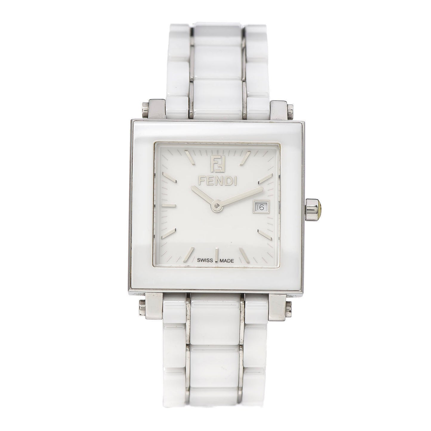 Stainless Steel Ceramic 30mm Quadro Quartz Watch White