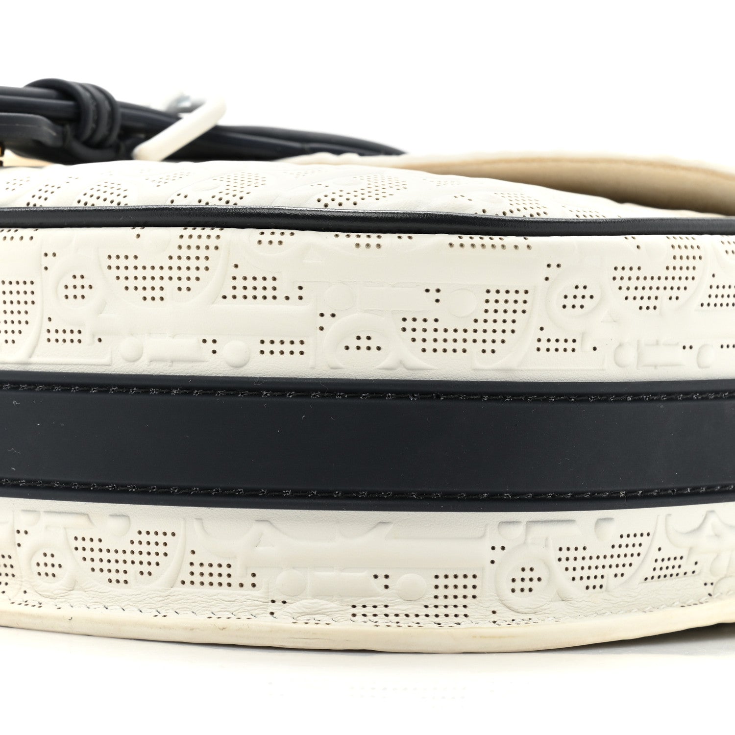 Christian Dior Calfskin Perforated Oblique Medium Bobby Flap White Blue 6 of 16