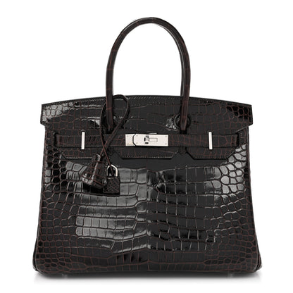 Hermes Shiny Porosus Crocodile Birkin 30 Macassar 1 of 9