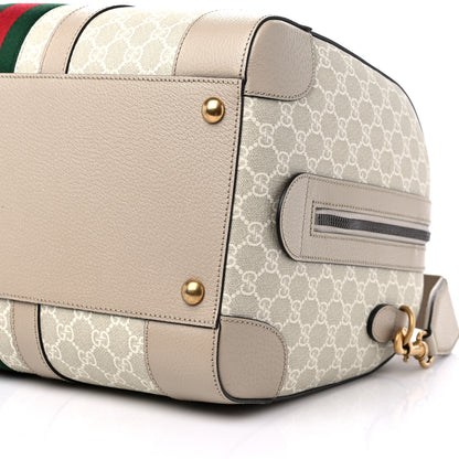 Gucci GG Supreme Monogram Textured Dollar Calfskin Web Medium Savoy Duffle Bag Beige Mystic White Oatmeal 8 of 8