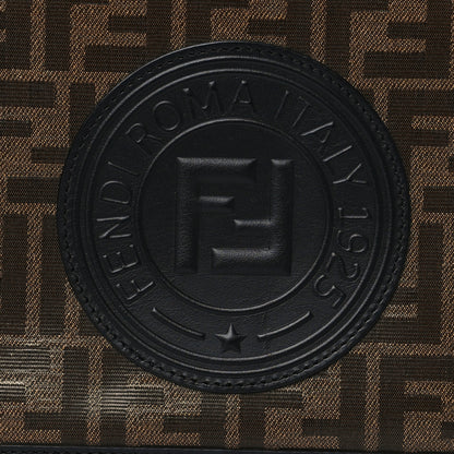 Fendi Glazed Fabric Vitello Century F is Fendi FF 1974 Stamp Patch Camera Case Mogano Panna Black 8 of 10