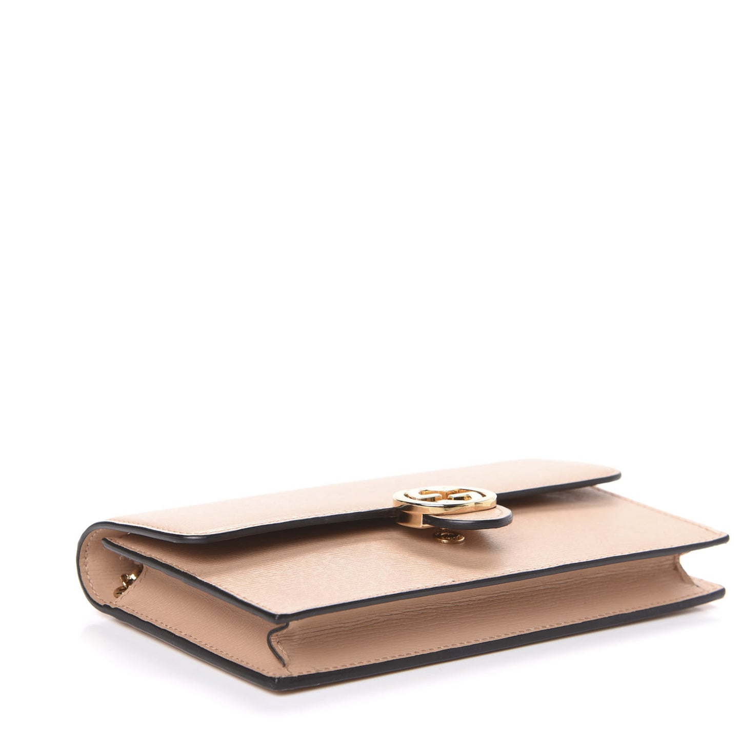 Textured Calfskin Icon Chain Wallet Pink Apricot