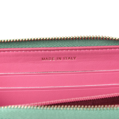 Chanel Caviar Quilted Medium Filigree Zip Around Wallet Pink Blue Green 9 of 11