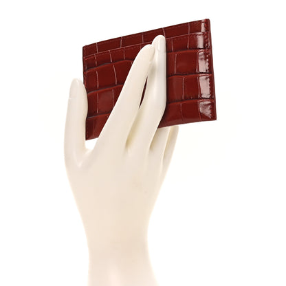 Chanel Calfskin Crocodile Embossed Crococo Card Holder Burgundy 2 of 10