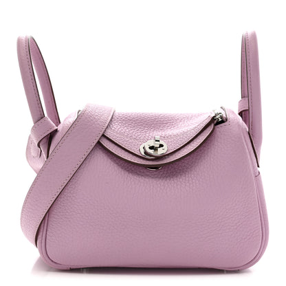Hermes Taurillon Clemence Mini Lindy 20 Mauve Sylvestre 1 of 12