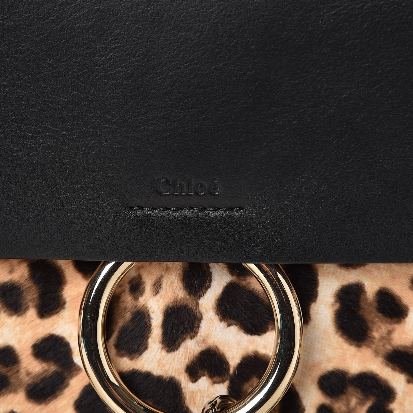 Calf Hair Leopard Print Medium Faye Shoulder Bag Abstract White