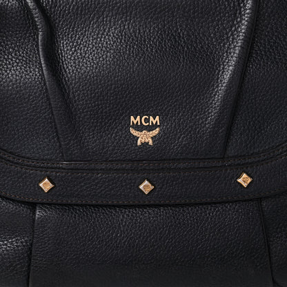 MCM Grained Calfskin Studded Shoulder Bag Black 10 of 10