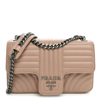 Prada Soft Calfskin Impunture Diagramme Medium Chain Flap Shoulder Bag Cipria 1 of 11