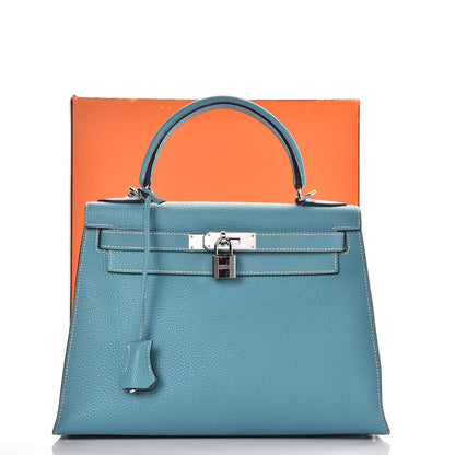 Hermes Togo Sellier Kelly 28 Blue Jean 37 of 37