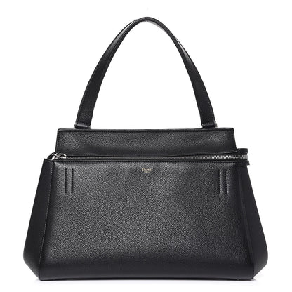 Celine Drummed Calfskin Small Edge Shoulder Bag Black 1 of 10