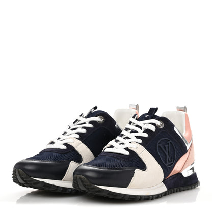 Louis Vuitton Suede Calfskin Run Away Sneakers 36.5 Blue Pink White 4 of 9