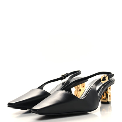 Givenchy Calfskin G Cube 50mm Slingback Pumps 37.5 Black 3 of 9