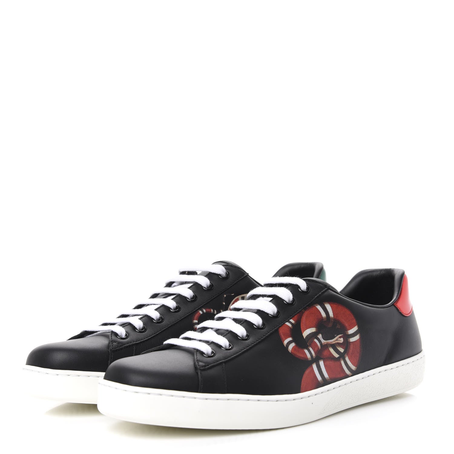 Gucci Calfskin Kingsnake Mens Ace Sneakers 9 Black Multicolor 3 of 11