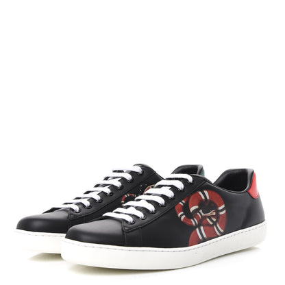 Gucci Calfskin Kingsnake Mens Ace Sneakers 9 Black Multicolor 3 of 11