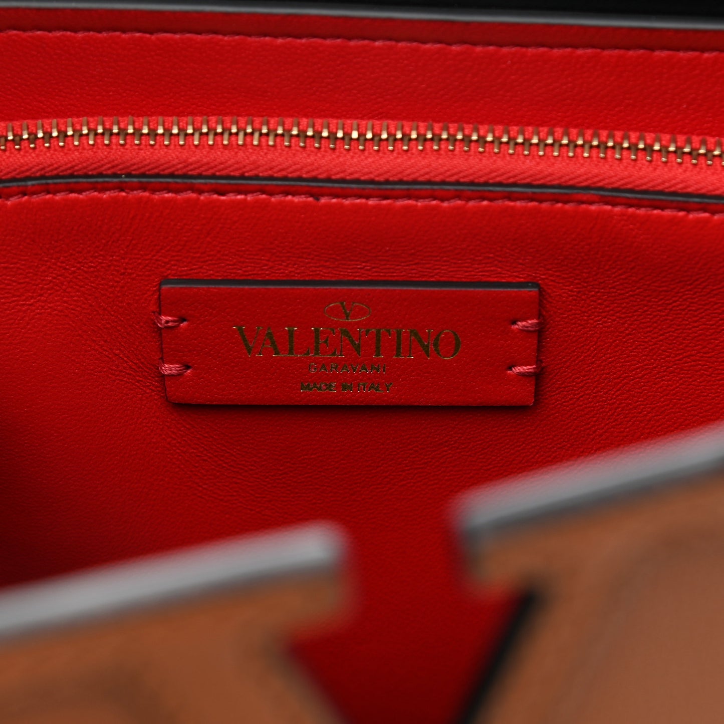 Calfskin Large Vlogo Fillme Tote Saddle Brown Black