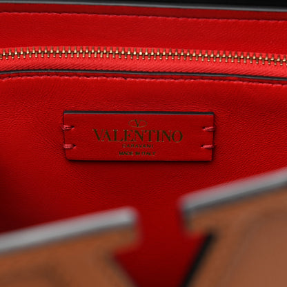 Valentino Garavani Calfskin Large Vlogo Fillme Tote Saddle Brown Black 6 of 9