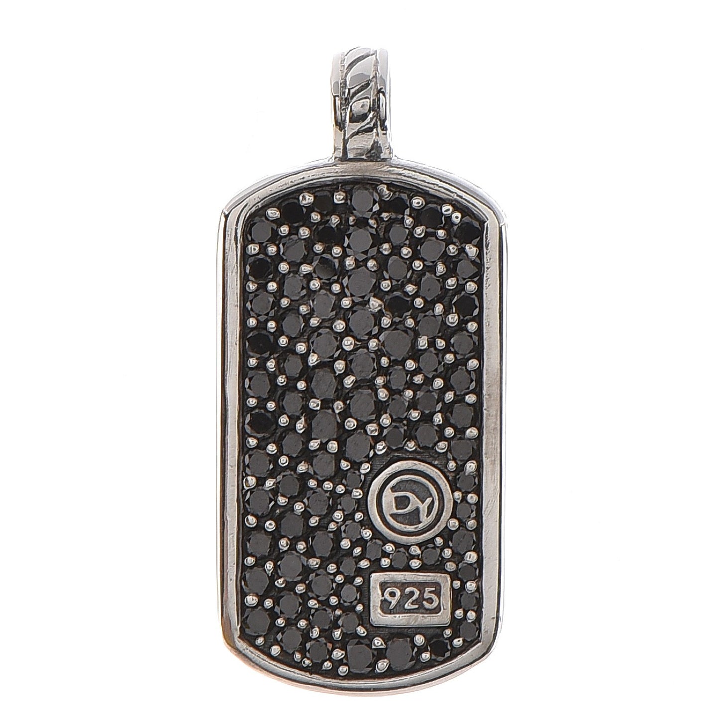 Sterling Silver Black Diamond Small Dog Tag