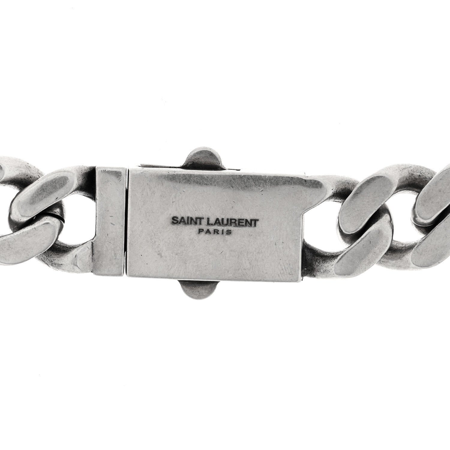 Saint Laurent Metal Curb Chain Necklace Oxidized Silver 4 of 4