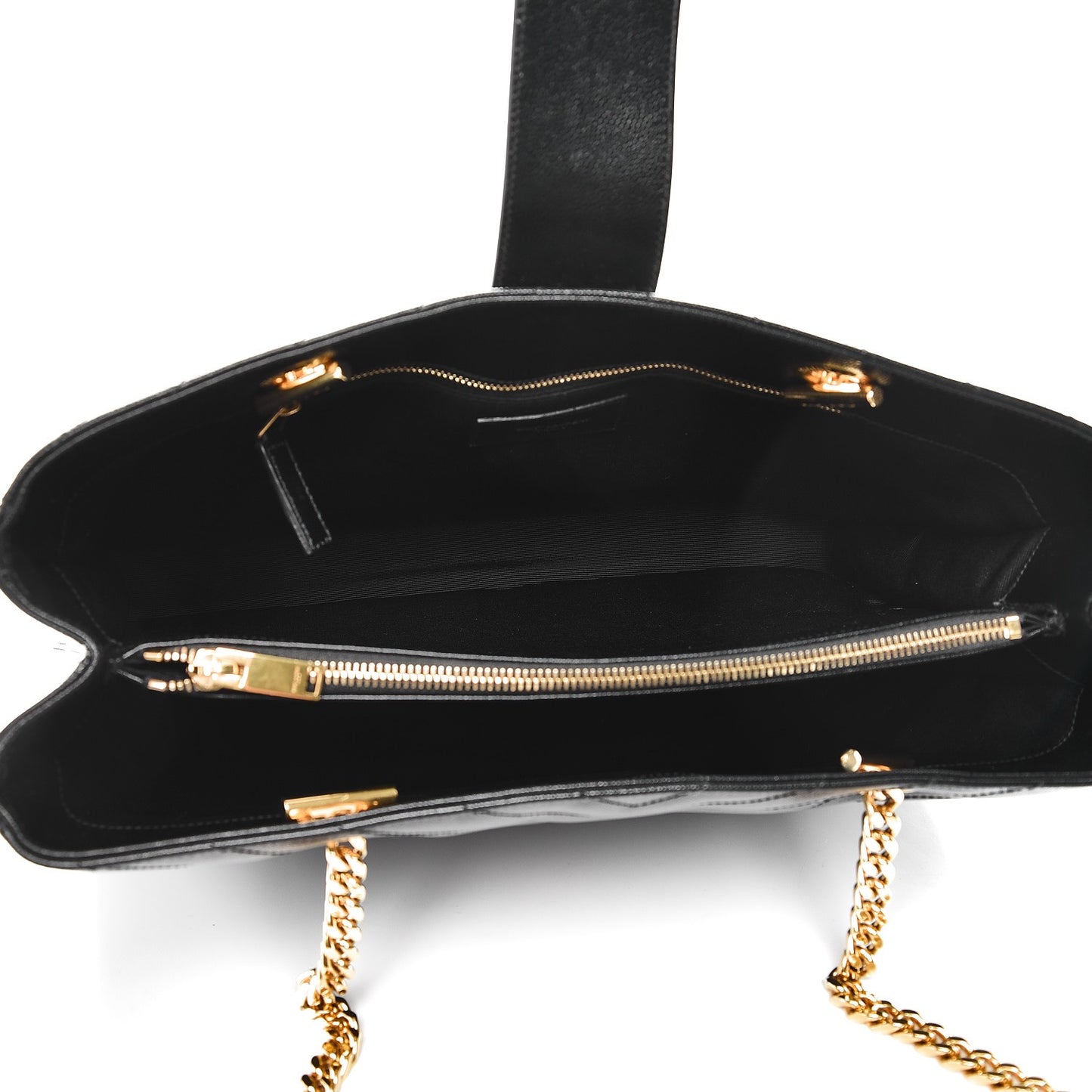 Grain De Poudre Matelasse Chevron Monogram Shopping Bag Black