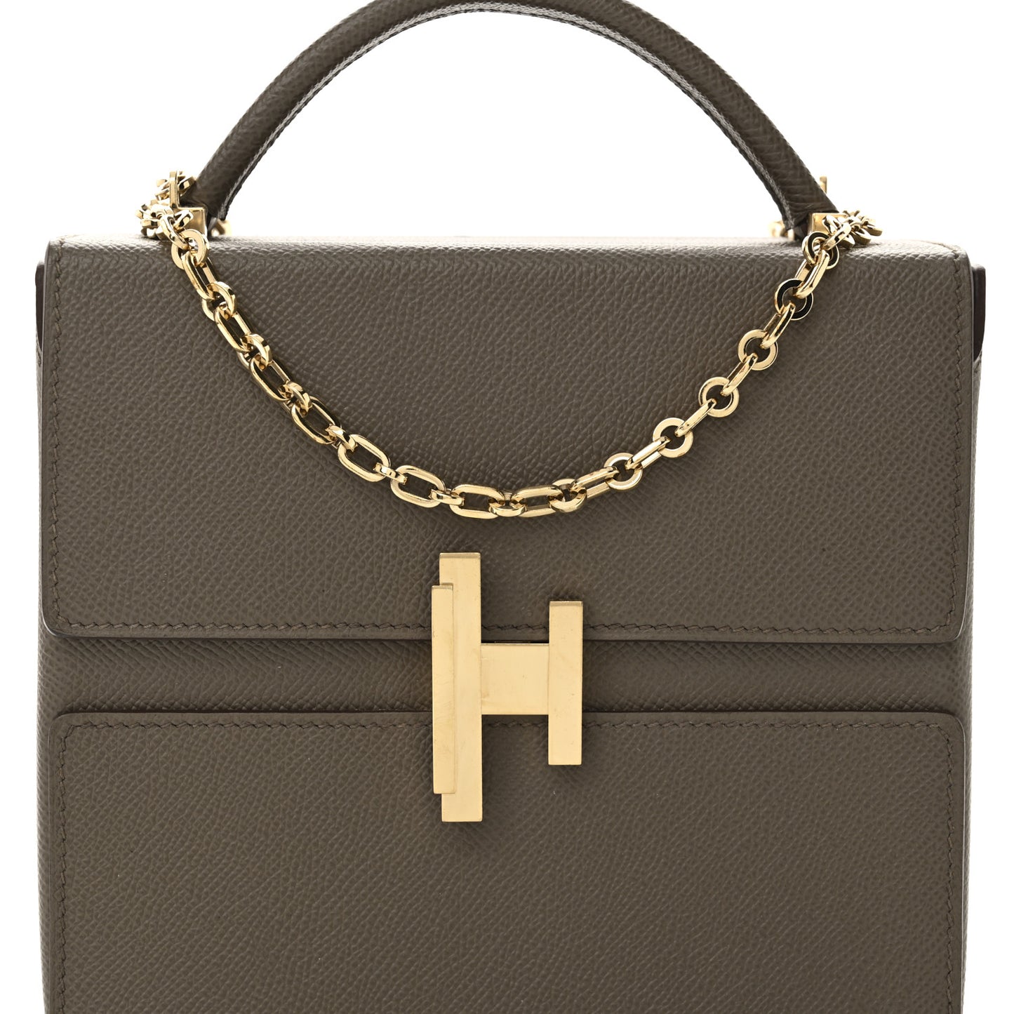 Epsom Cinhetic Boxy Top Handle Bag Etain