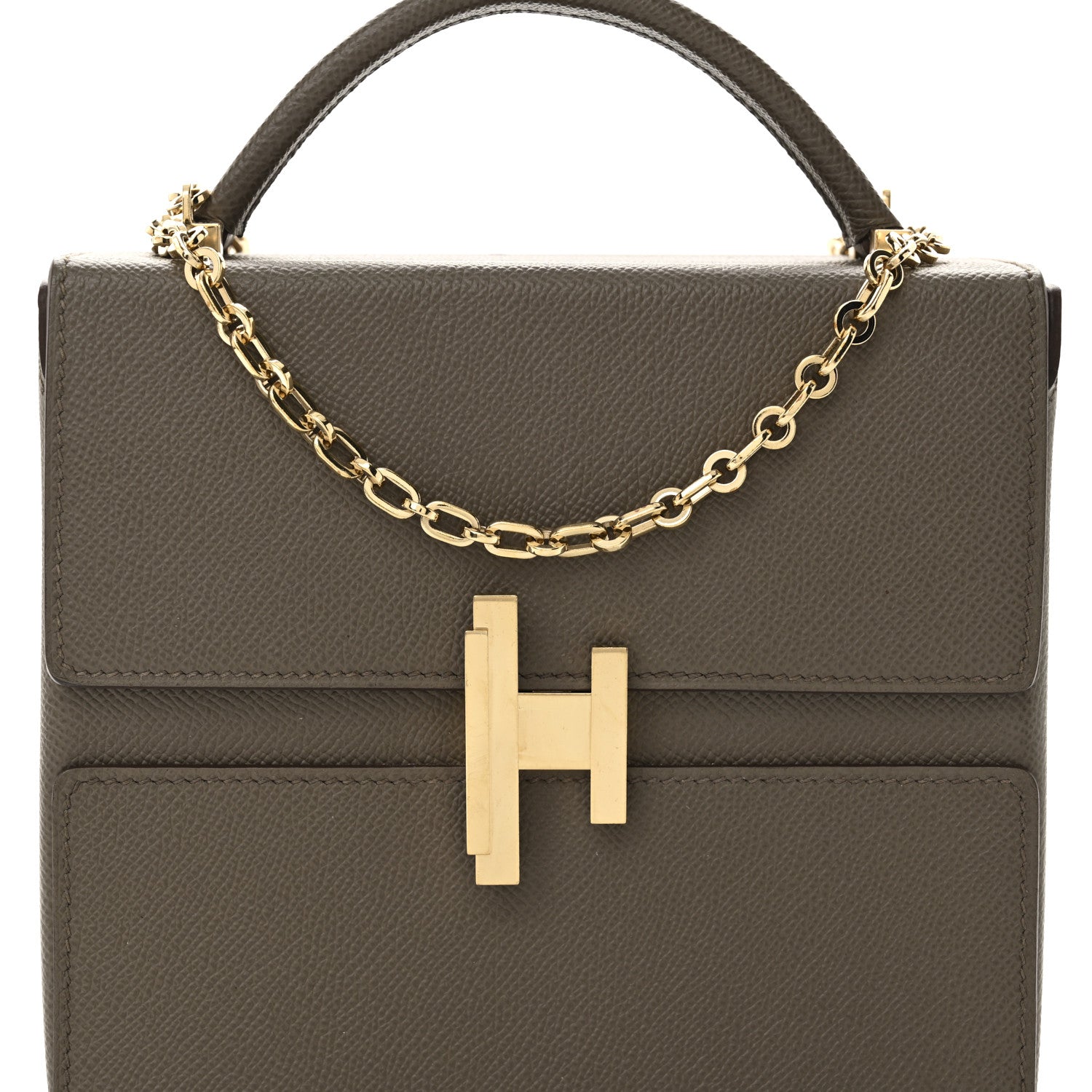 Hermes Epsom Cinhetic Boxy Top Handle Bag Etain 8 of 11