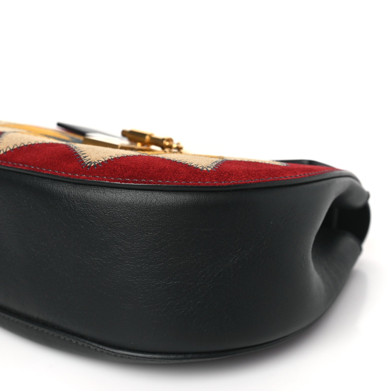 Chloe Suede Calfskin Wonder Woman Patchwork Drew Shoulder Bag Black 8 of 8