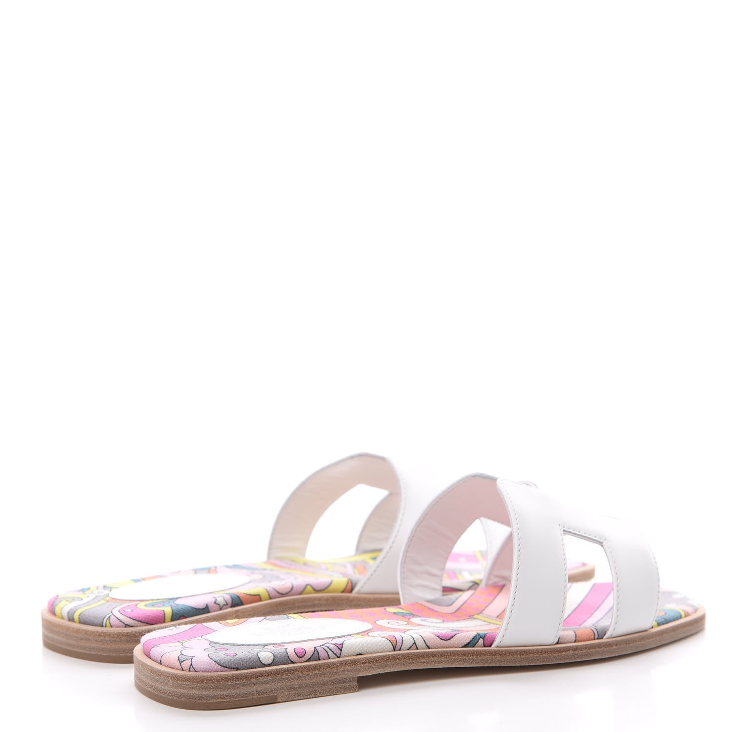 Hermes Faubourg Rainbow Oran Sandals 37 White Multicolore 4 of 8