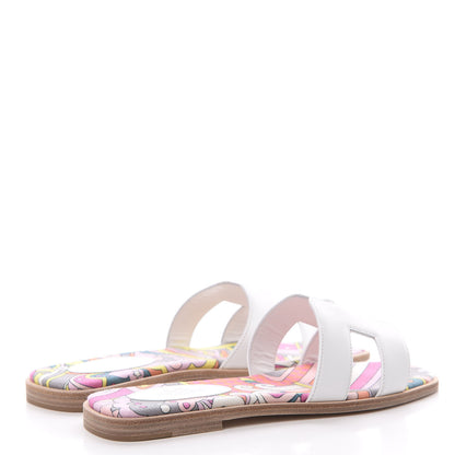 Hermes Faubourg Rainbow Oran Sandals 37 White Multicolore 4 of 8