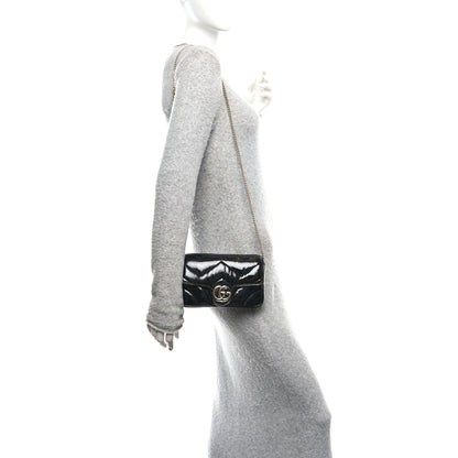 Gucci Patent Lambskin Matelasse Mini GG Marmont Shoulder Bag With Case Black 2 of 11