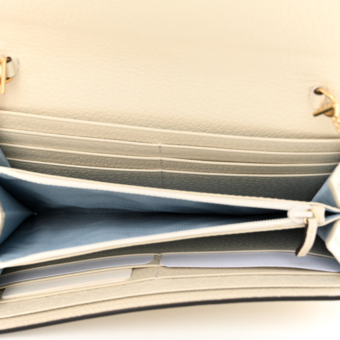 Grained Calfskin Bee Star Continental Chain Wallet White
