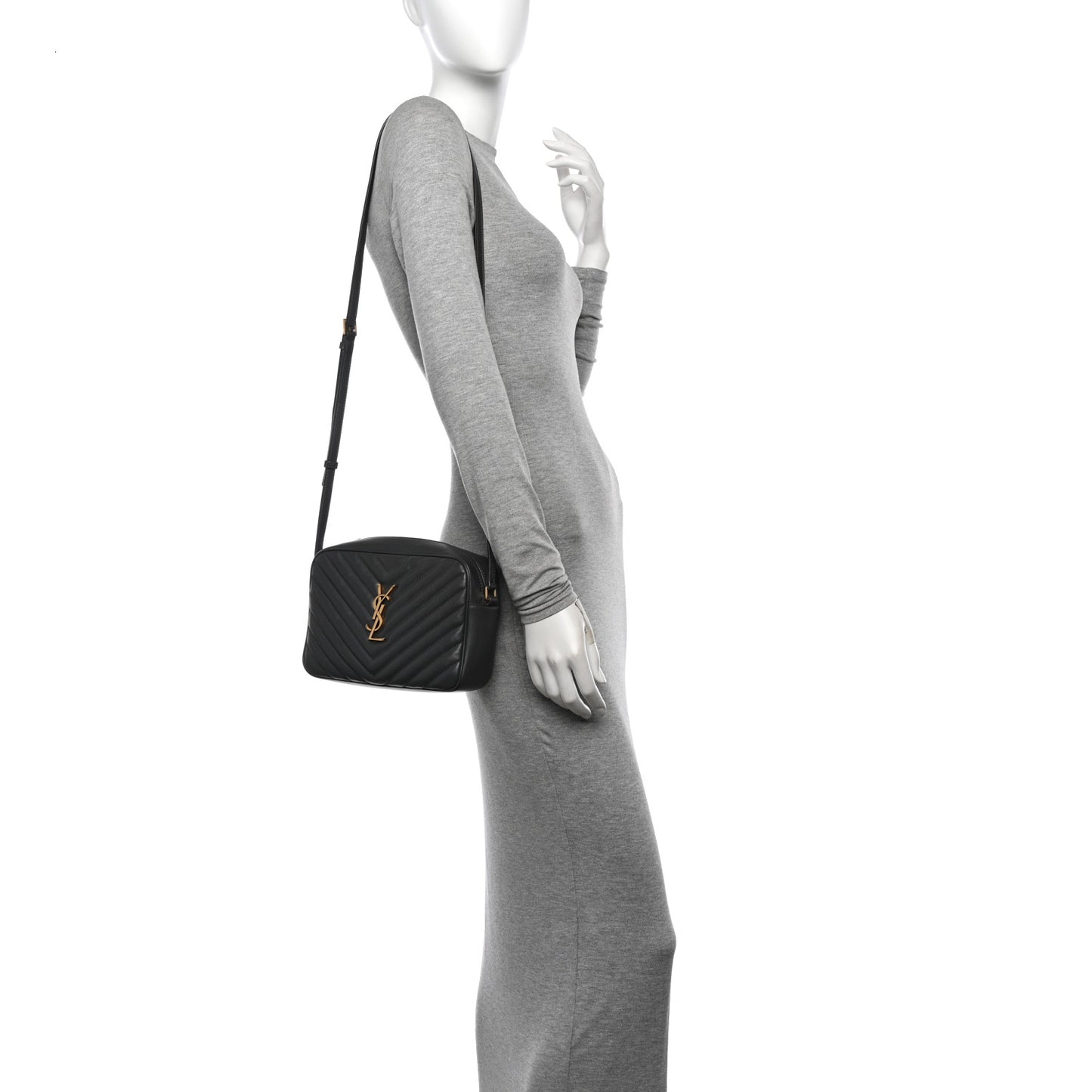 Calfskin Matelasse Monogram Lou Camera Bag Greyish Brown