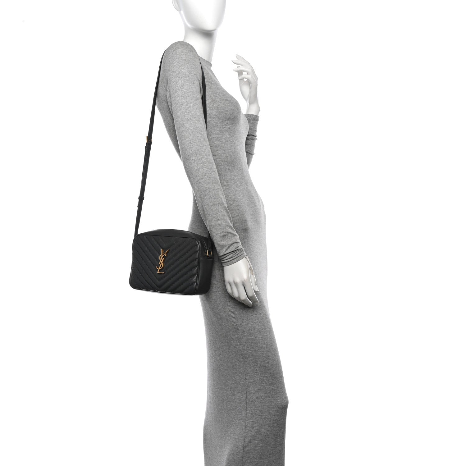 Saint Laurent Calfskin Matelasse Monogram Lou Camera Bag Greyish Brown 2 of 11