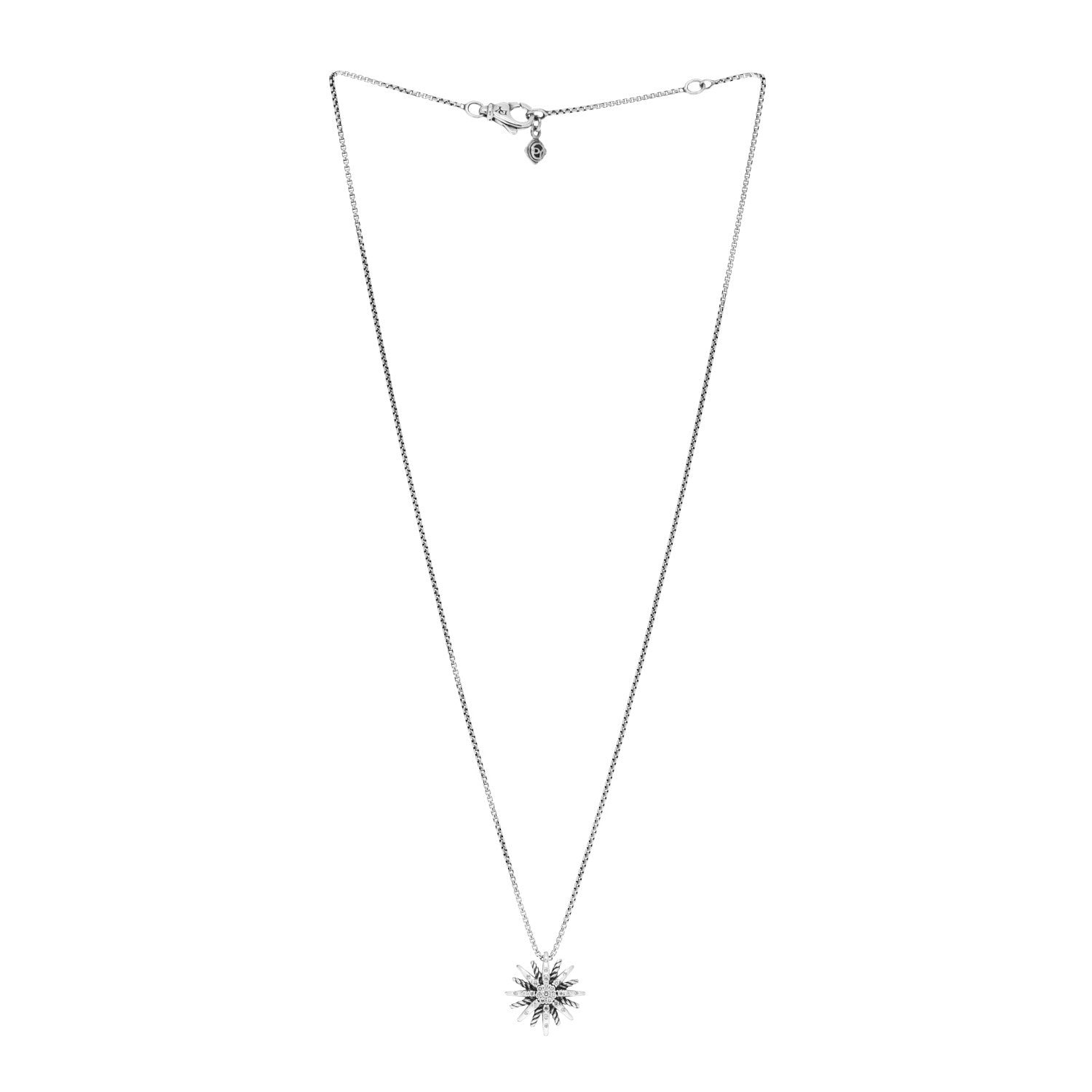David Yurman Sterling Silver Diamond 16mm Small Starburst Pendant Necklace 3 of 4