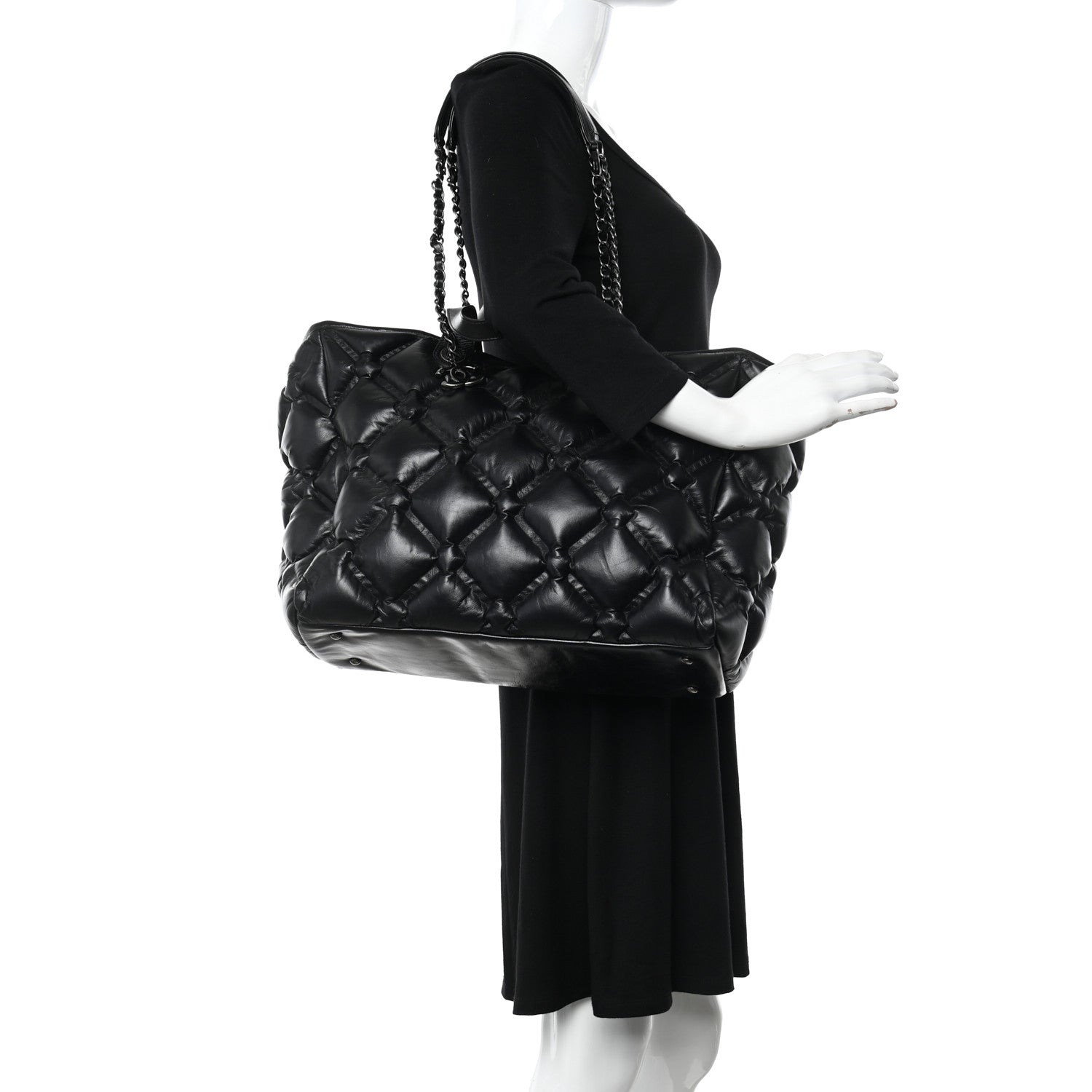 Chanel Calfskin Quilted Large Chesterfield Tote Black 2 of 10