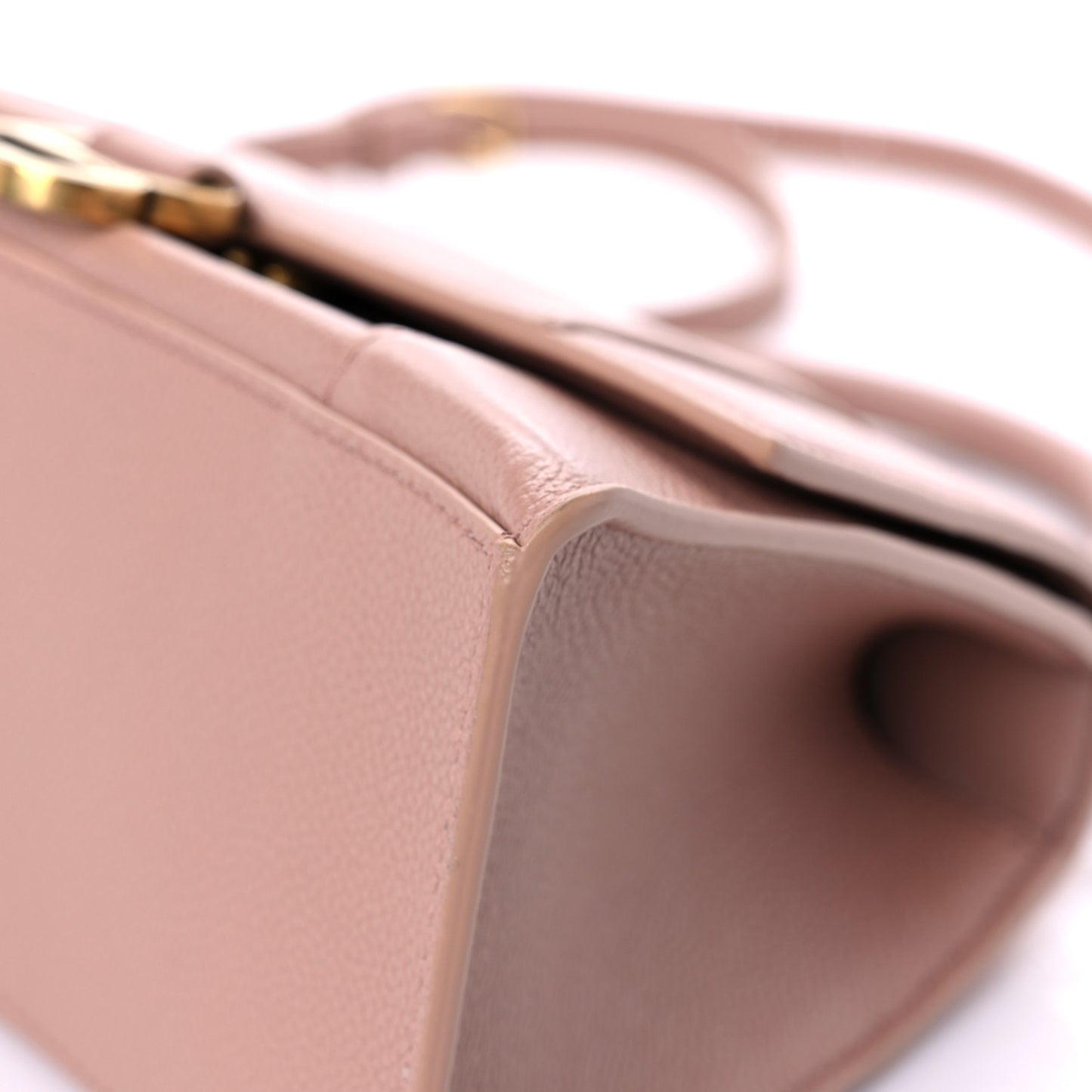 Grained Calfskin Small Hourglass Top Handle Bag Nude Beige