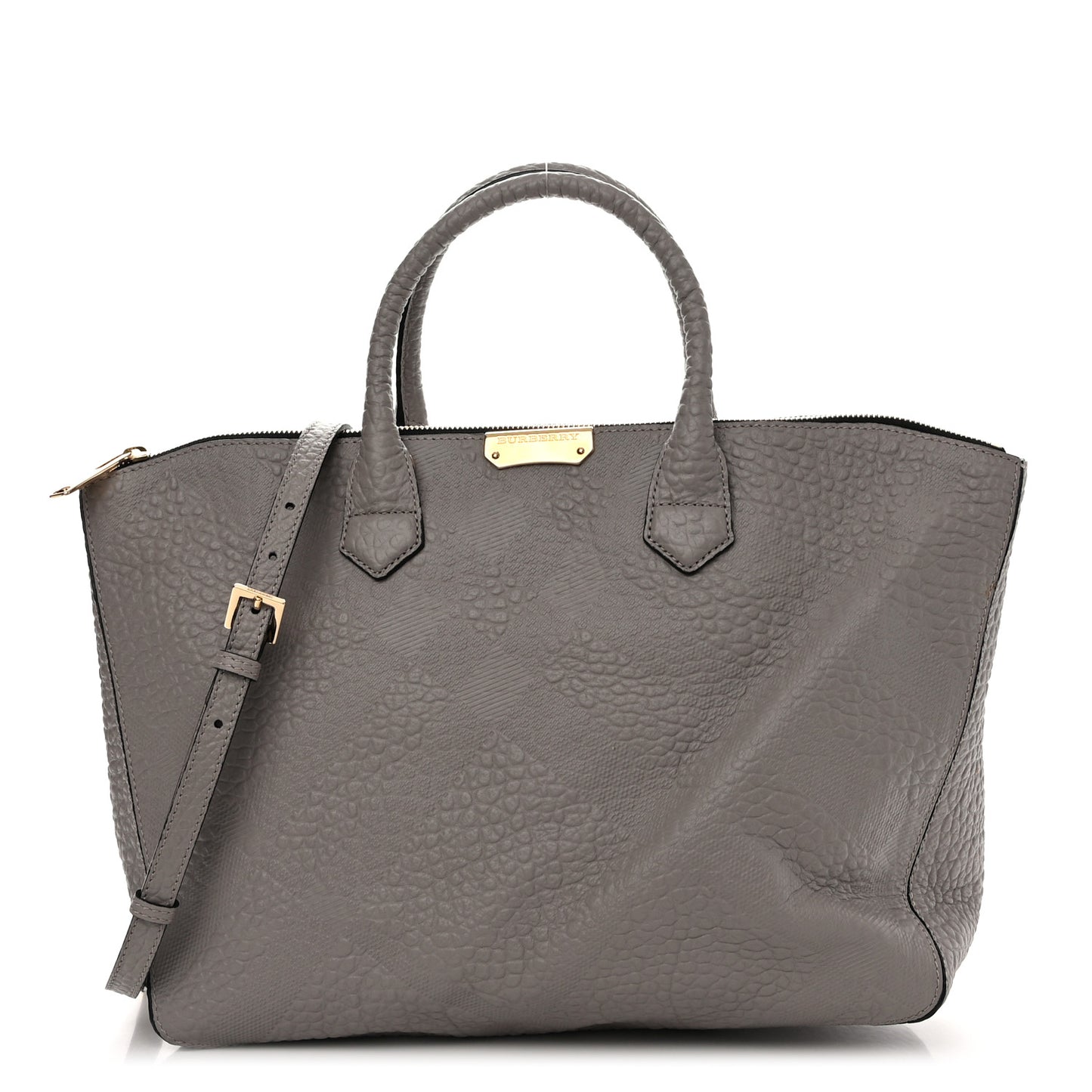 Heritage Grain Check Embossed Medium Dewsbury Tote Pale Grey