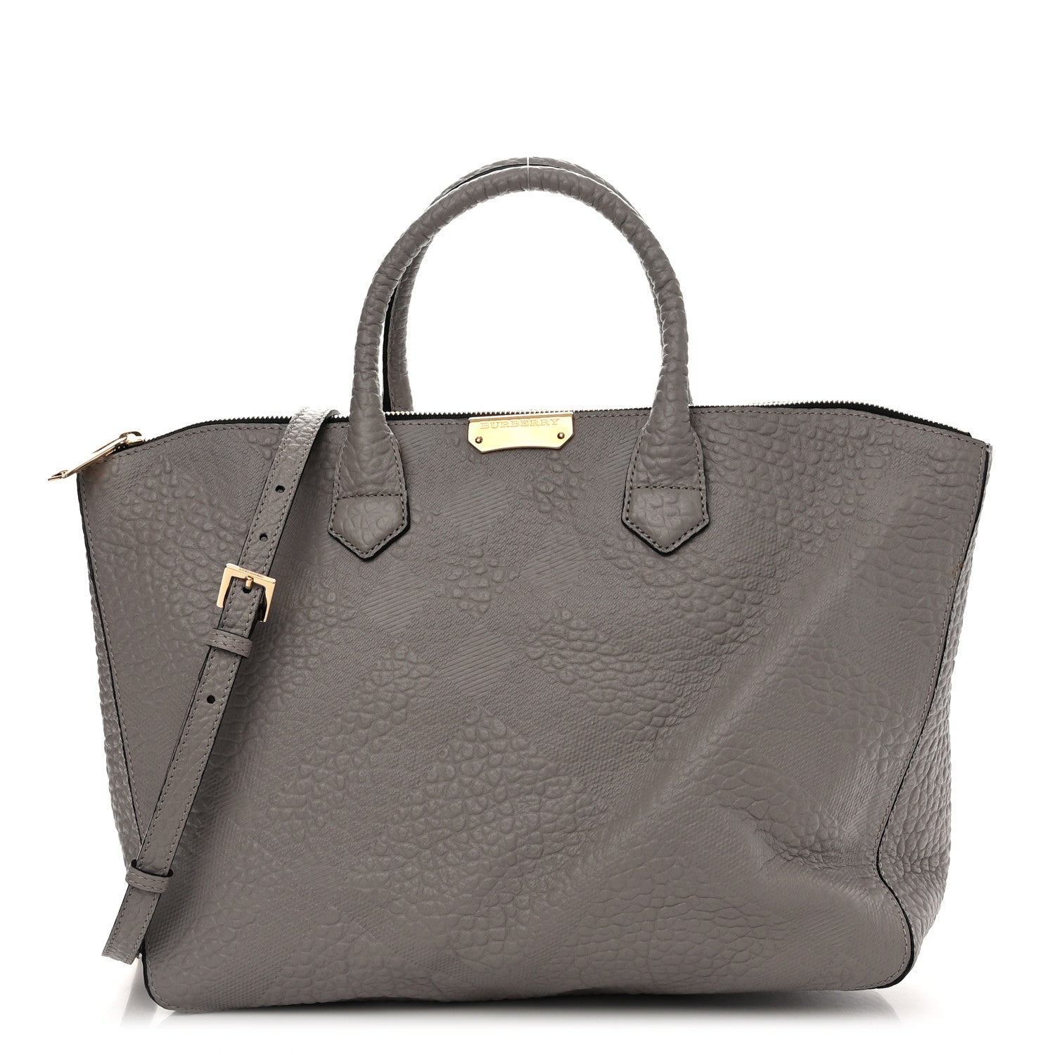 Burberry Heritage Grain Check Embossed Medium Dewsbury Tote Pale Grey 1 of 13