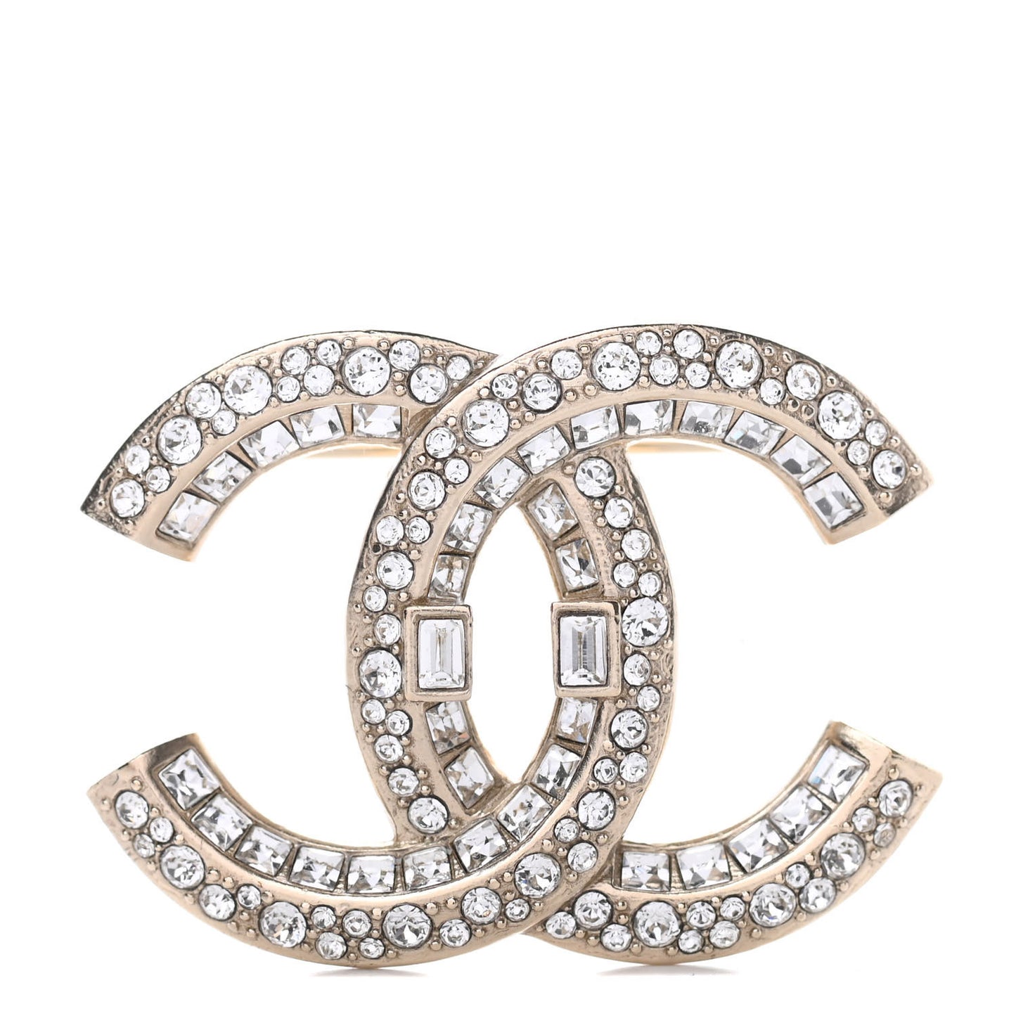 Crystal CC Brooch Gold